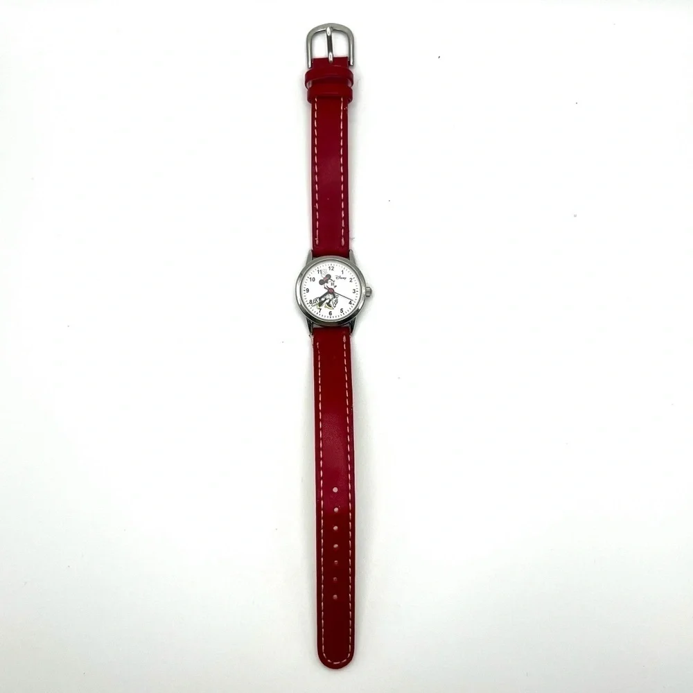 Disney Accutime Minnie Mouse Red leather strap ladies  watch working